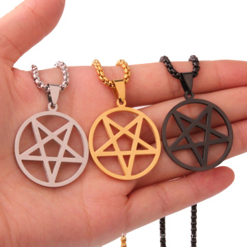 Personality Retro Five-pointed Star Charms Trendy Men's Titanium Steel Stainless Steel Jewelry Necklace Pendants